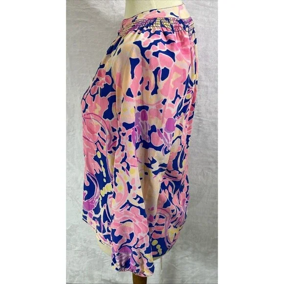 Lilly Pulitzer Silk Blouse Multicolor Oversized Size XXS -S (Read Measurements) - Picture 4 of 9